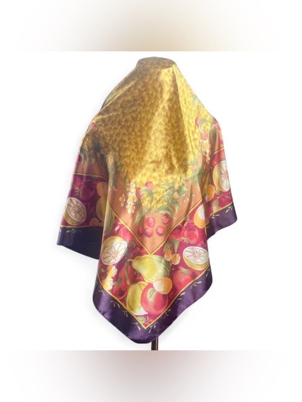 Vintage C.WEBB&CO Italy Fruit Print Scarf NOS NWT Cherry & Webb